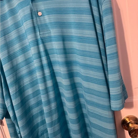 George Men's Teal Striped Polo Shirt - Picture 3 of 7